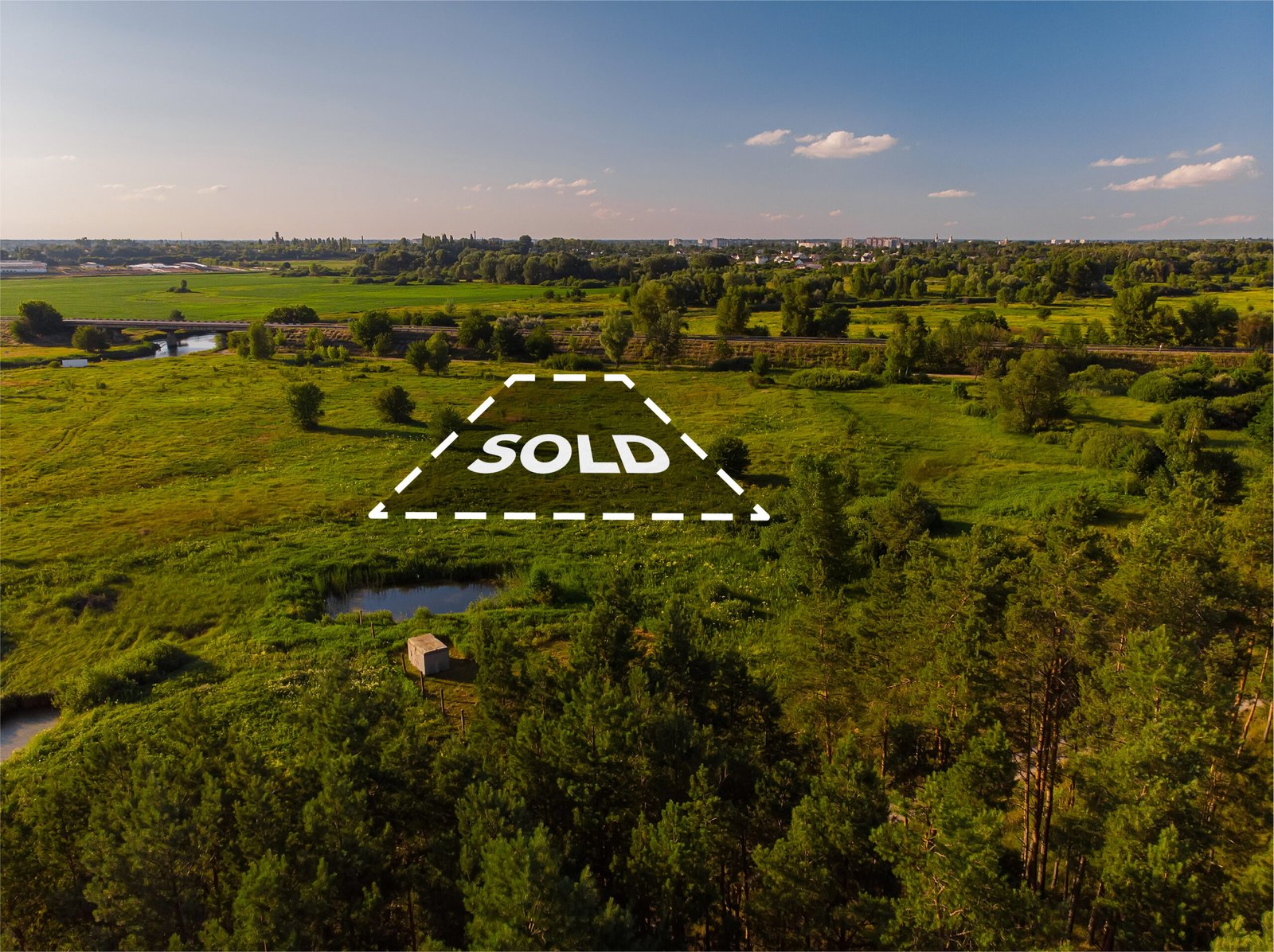 Shows image of a plot area marked as sold